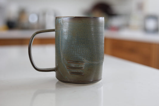 Pepo Ceramics Beer Stein Slash + Dash Mug- smoke green