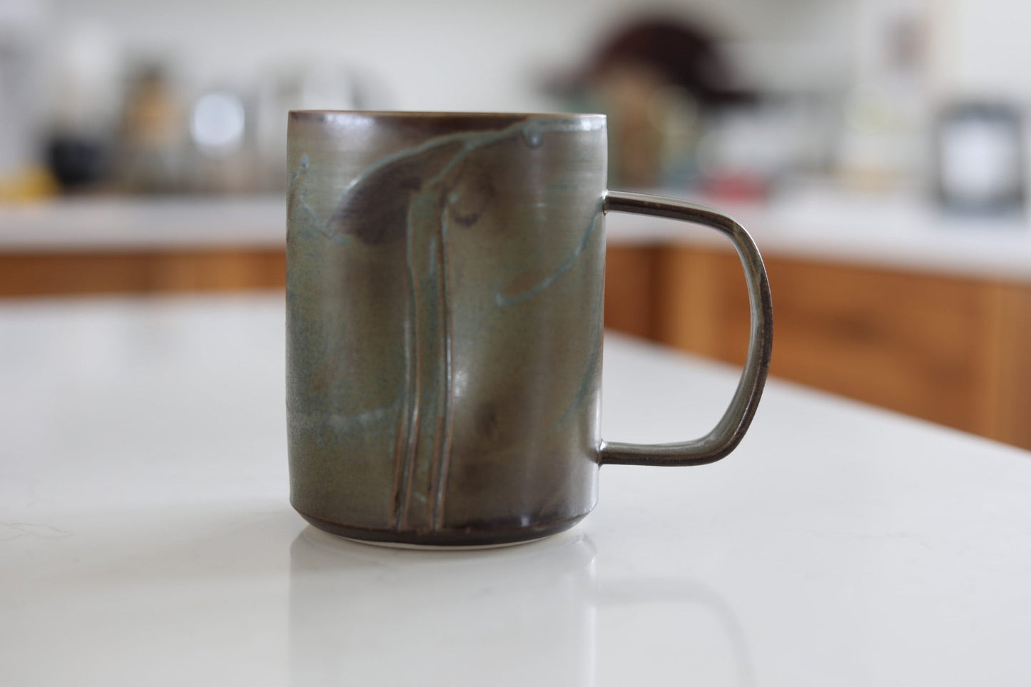 Pepo Ceramics Beer Stein Slash + Dash Mug- smoke green