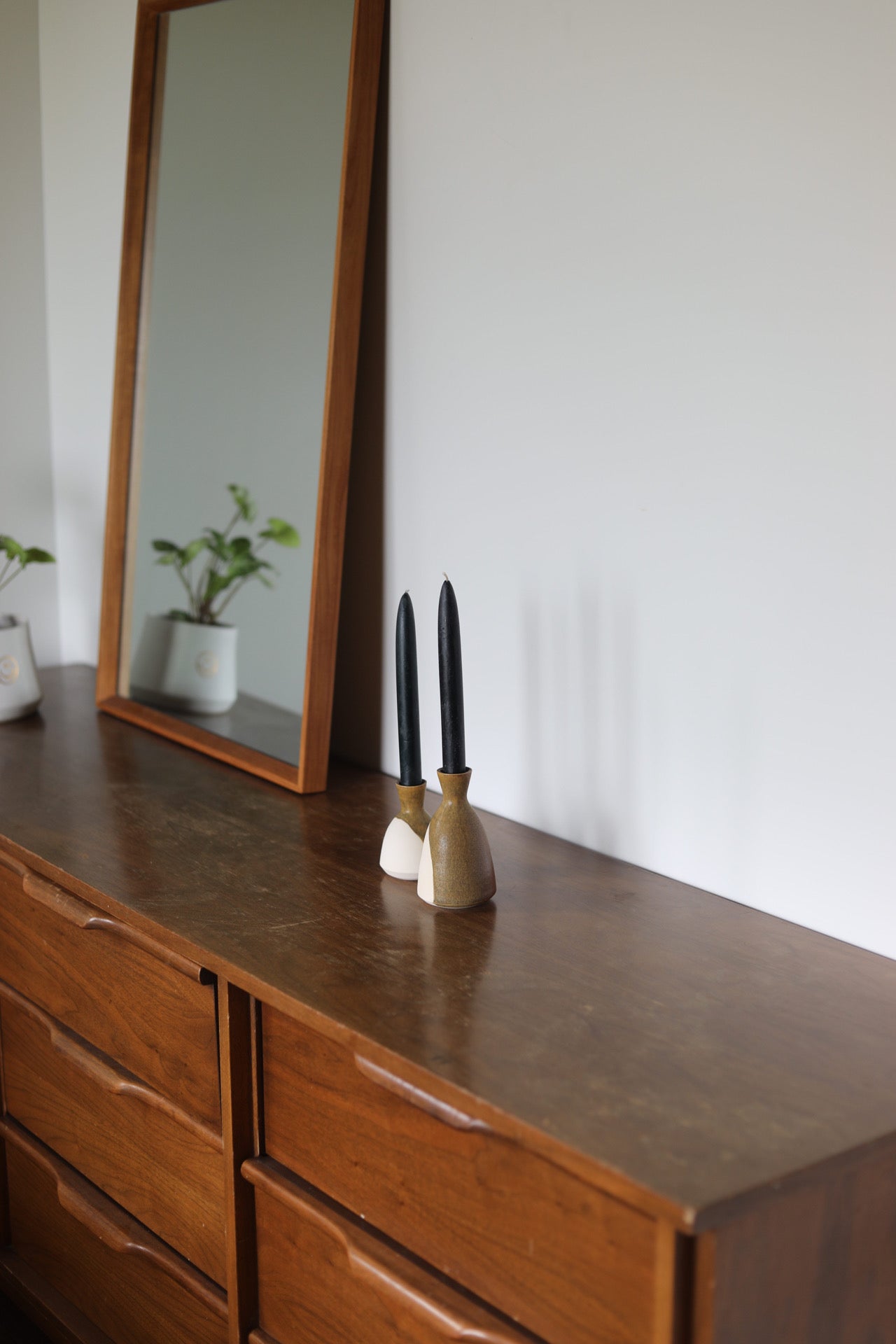 Candle Holder Set- Olive: Pepo Ceramics