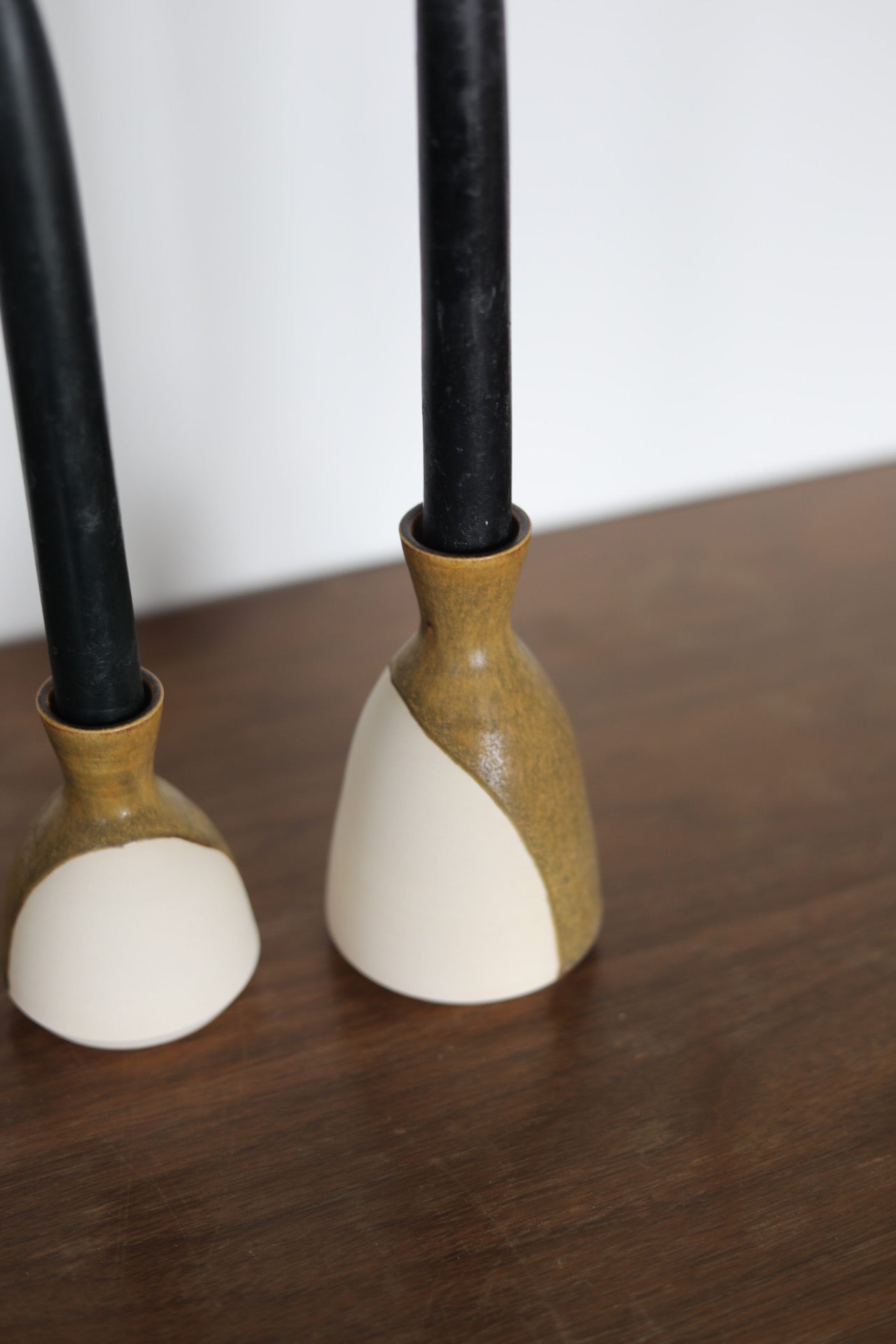 Candle Holder Set- Olive: Pepo Ceramics