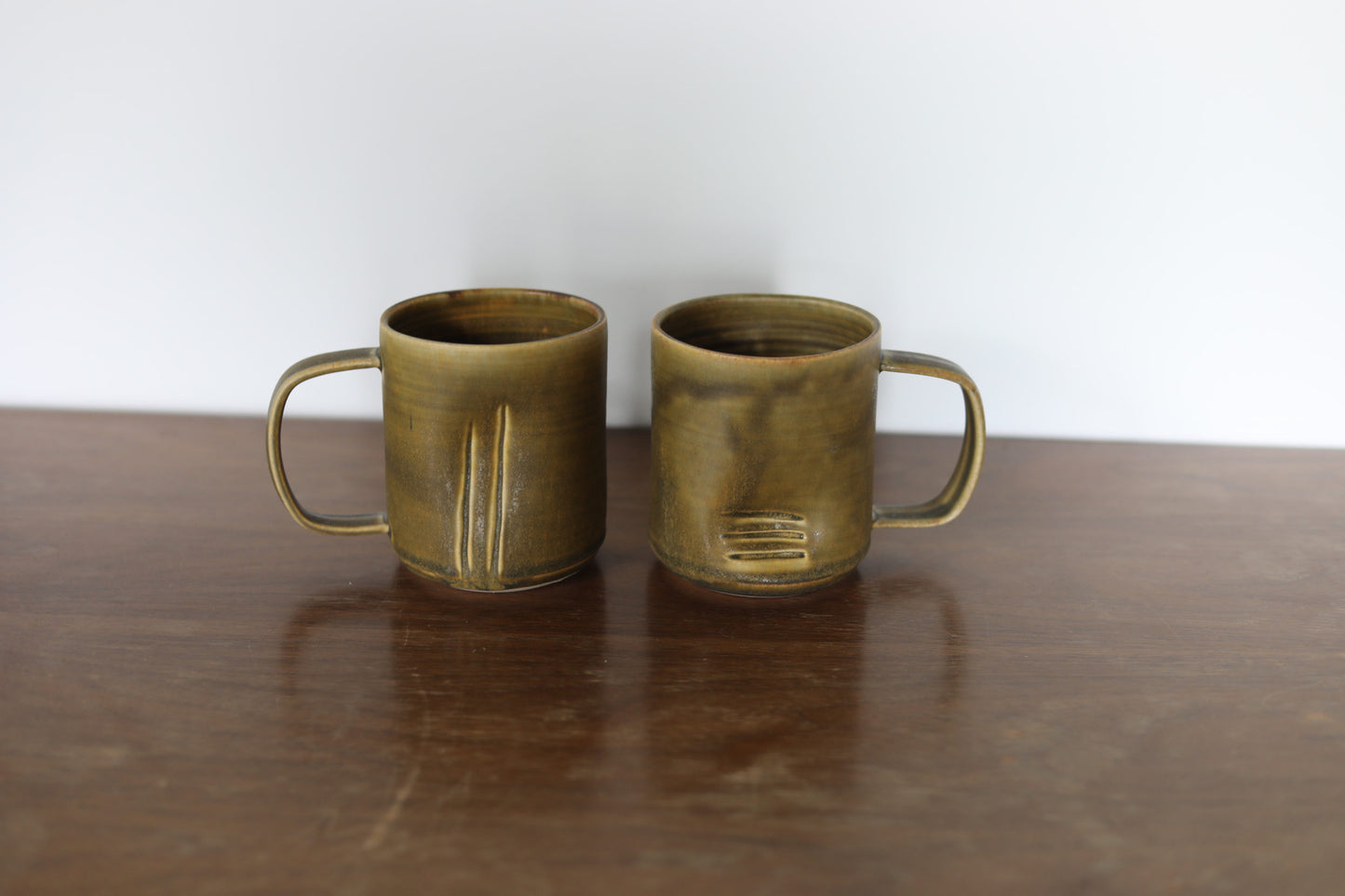 Tall Slash + Dash Mug- Olive: Pepo Ceramics