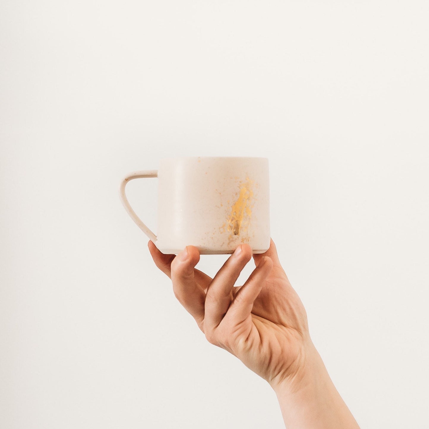 Pepo Ceramics Espresso/kids cup - soft pink w/ gold splatter