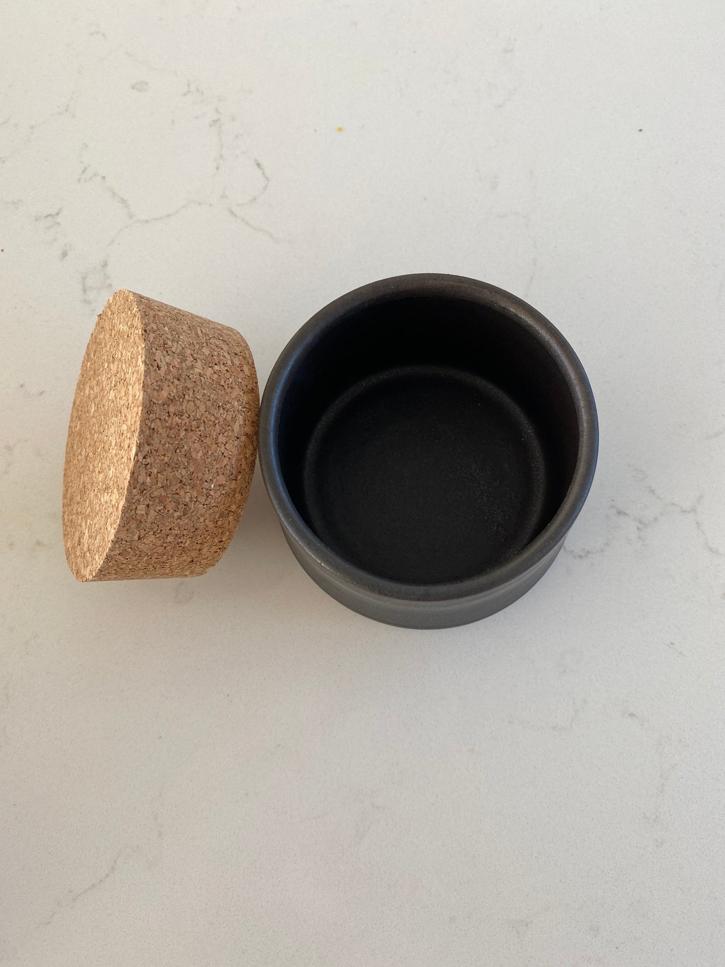 Pepo Ceramics Smooth Salt Cellar with Cork - wrought iron black