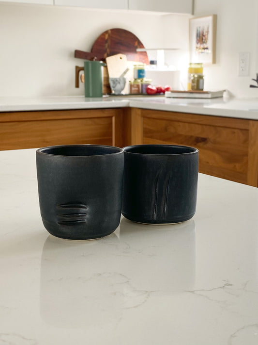 Pepo Ceramics Slash + Dash espresso/whiskey cup- wrought iron