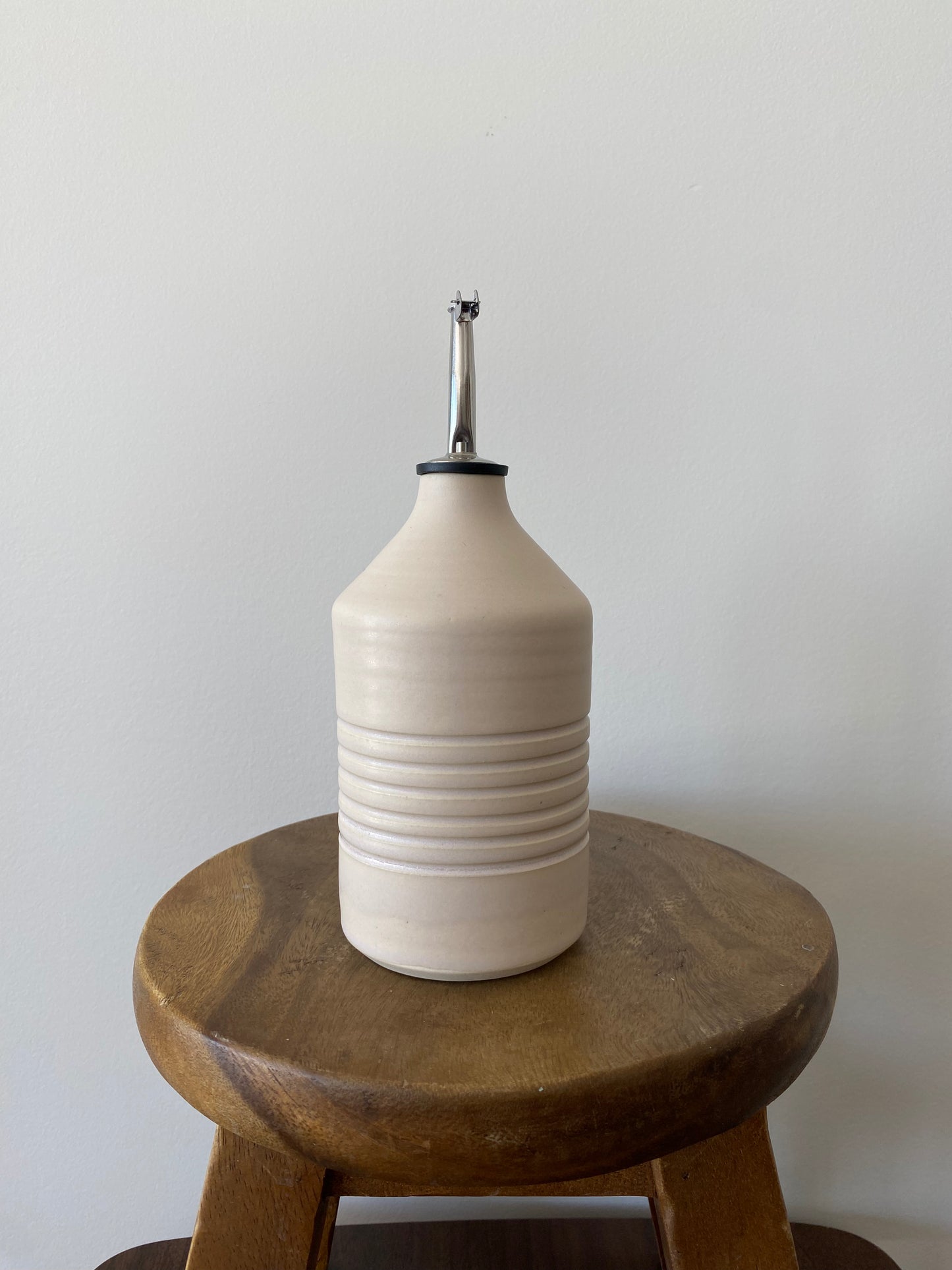 Pepo Ceramics Groove Oil Bottle - very soft pink