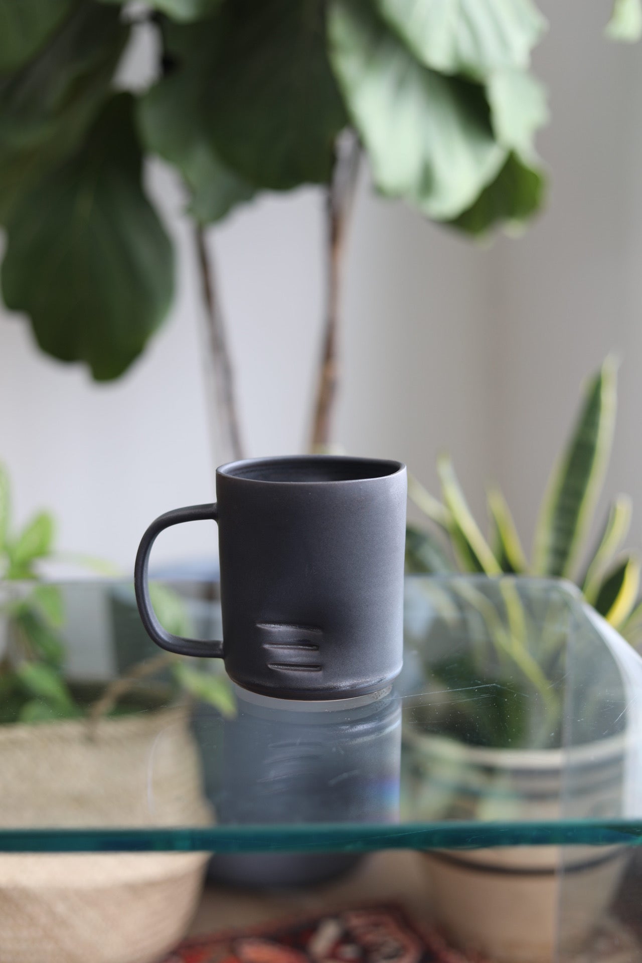 Slash + Dash Tall Mug- wrought iron: Pepo Ceramics